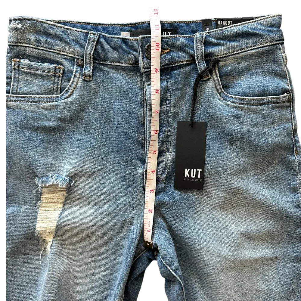 Kut From The Kloth Margot High Rise Long Short Distressed Raw Hem Size 0…